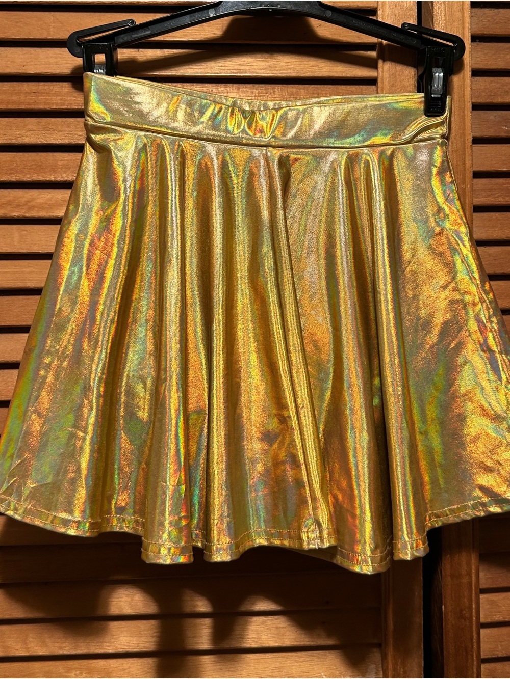 Gold Holographic A-Line Shiny Metallic Skirt